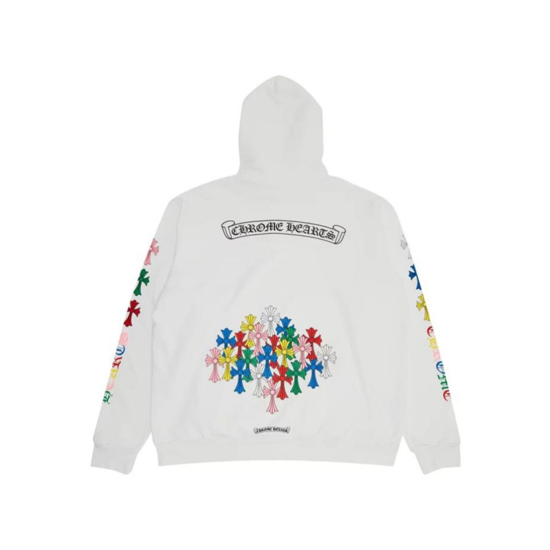 Coco Shoes Chrome Hearts Multi Color Cross Hoodie White - Cocoshoesvip.net