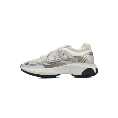 Chanel Fabric Laminated Low Top Sneakers Rose Gold G45078 B13308 NP518 01