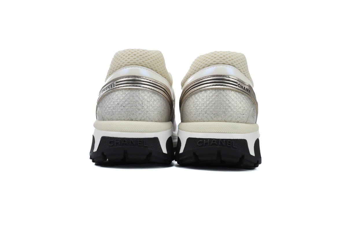 Coco Shoes Chanel Fabric Laminated Low Top Sneakers Rose Gold G45078 B13308 NP518 - Cocoshoesvip.net