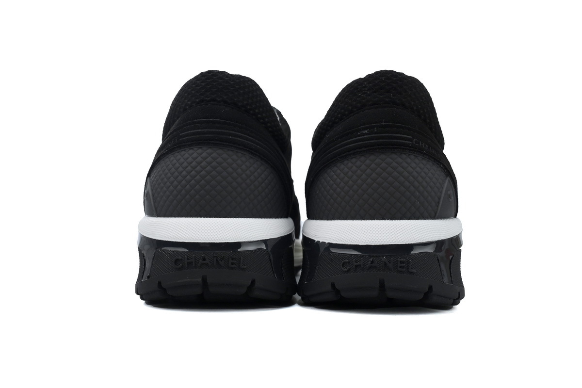 Coco Shoes Chanel Fabric Laminated Low Top Sneakers Black - Cocoshoesvip.net