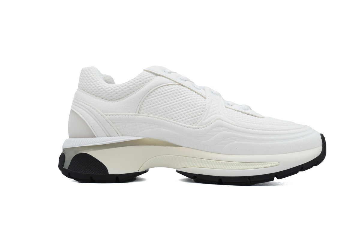 Coco Shoes Chanel Fabric Laminated Low Top Sneakers White G45077 B16748NY264 - Cocoshoesvip.net