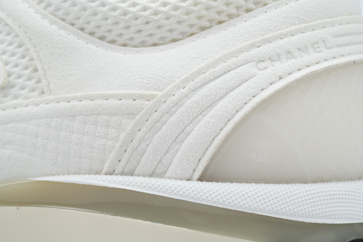 Coco Shoes Chanel Fabric Laminated Low Top Sneakers White G45077 B16748NY264 - Cocoshoesvip.net