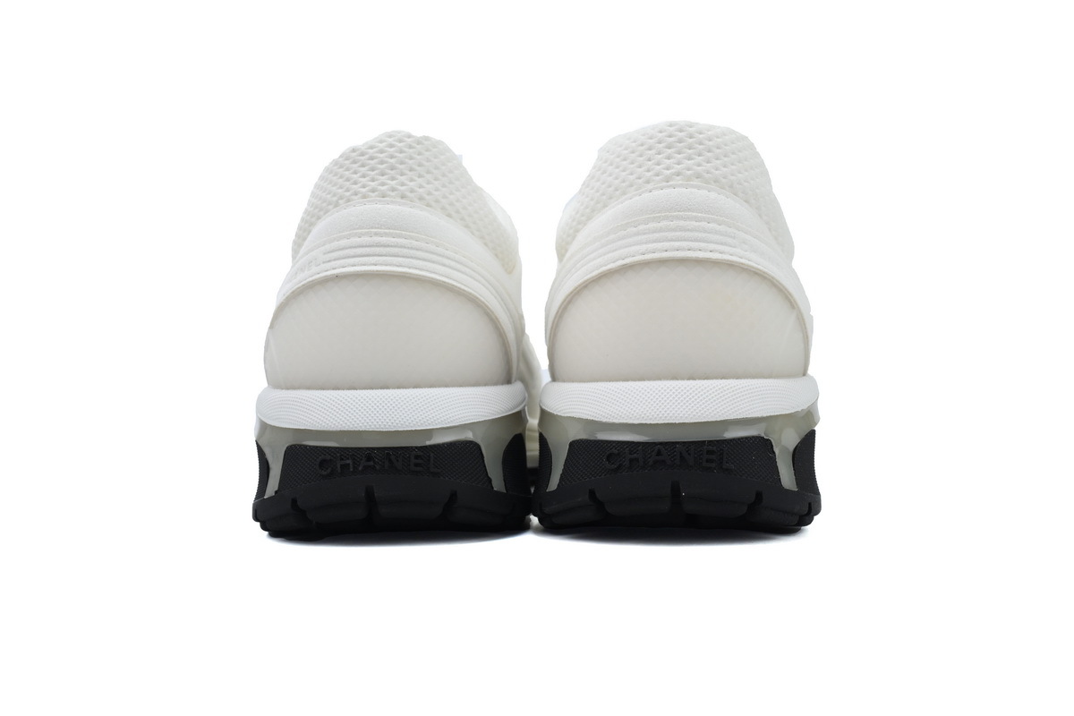 Coco Shoes Chanel Fabric Laminated Low Top Sneakers White G45077 B16748NY264 - Cocoshoesvip.net