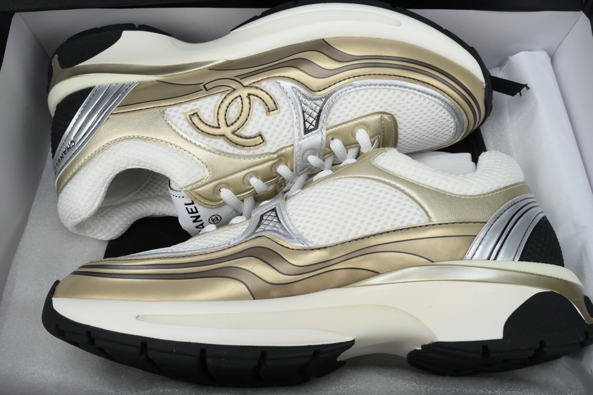 Coco Shoes Chanel Fabric Laminated Low Top Sneakers Khaki G39792 Y56368 K5450 - Cocoshoesvip.net