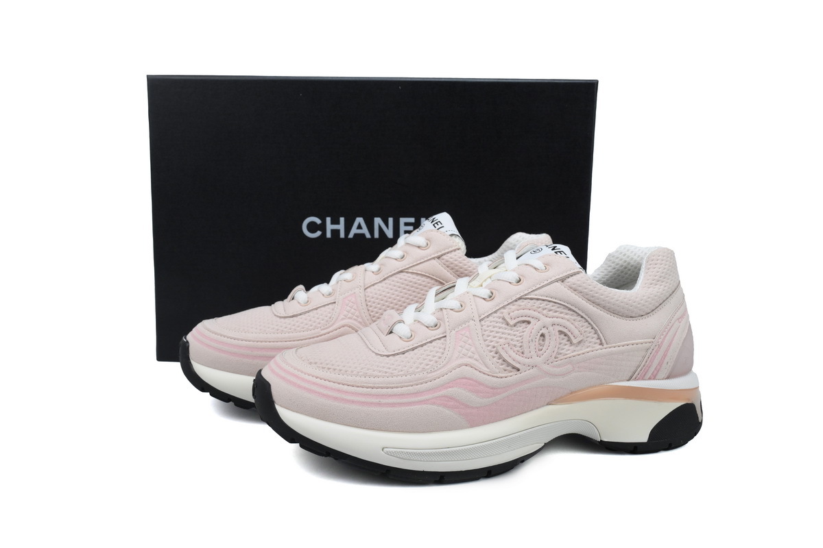 Coco Shoes Chanel Fabric Laminated Low Top Sneakers Pink G45077 B16748 NY270 - Cocoshoesvip.net