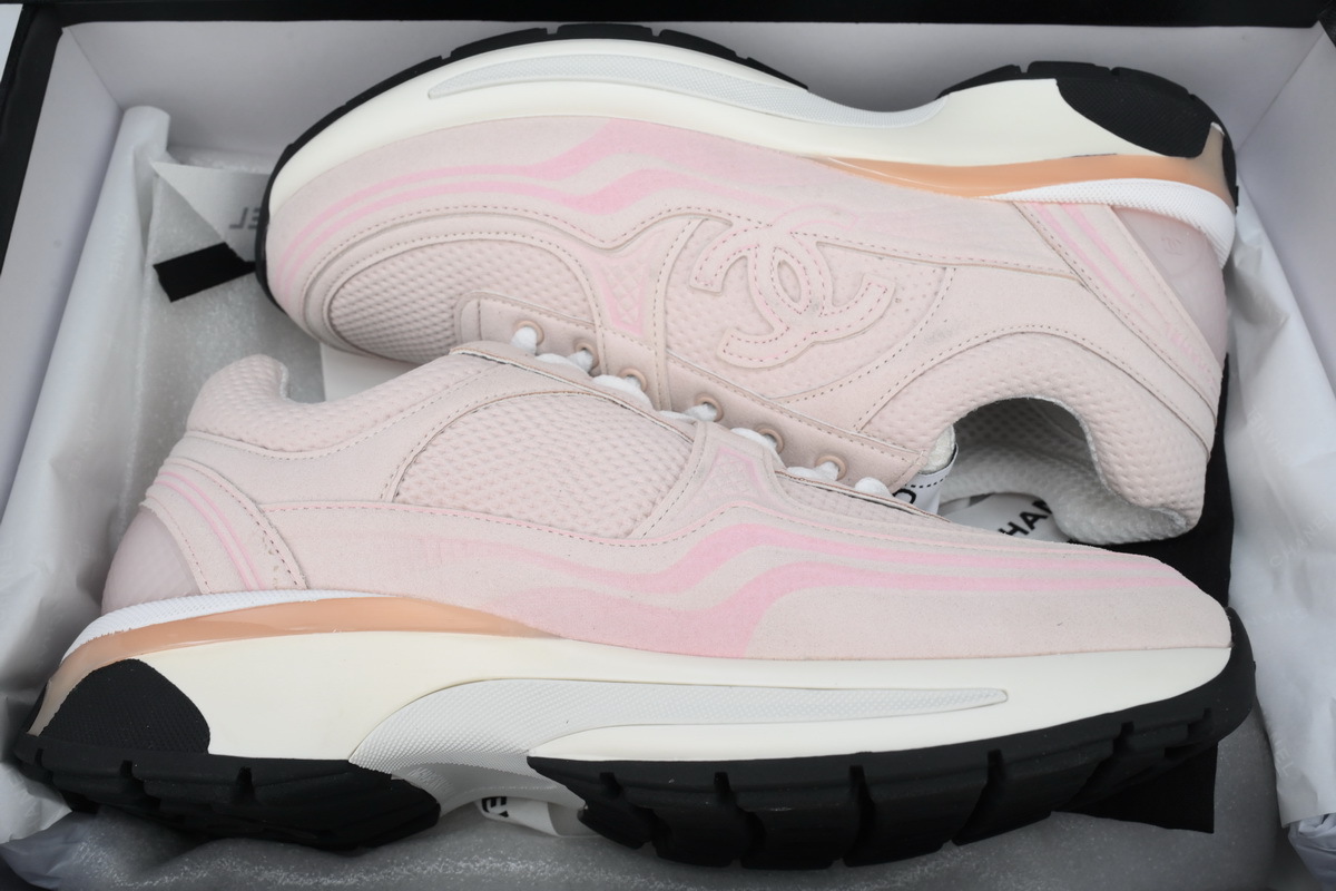 Coco Shoes Chanel Fabric Laminated Low Top Sneakers Pink G45077 B16748 NY270 - Cocoshoesvip.net