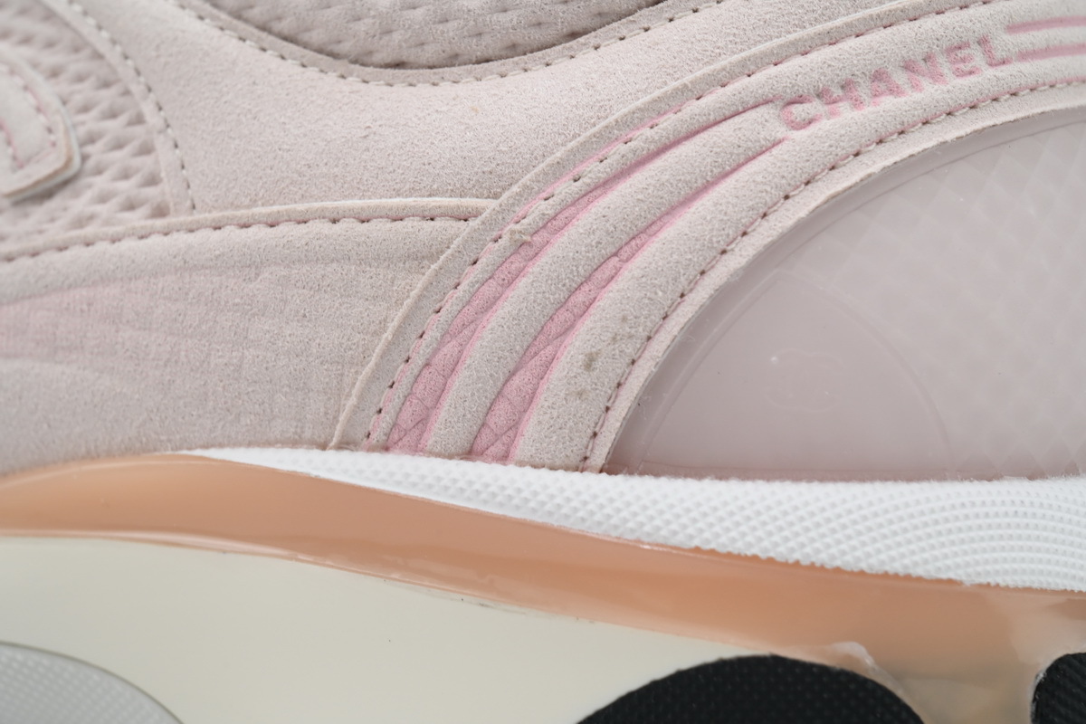 Coco Shoes Chanel Fabric Laminated Low Top Sneakers Pink G45077 B16748 NY270 - Cocoshoesvip.net