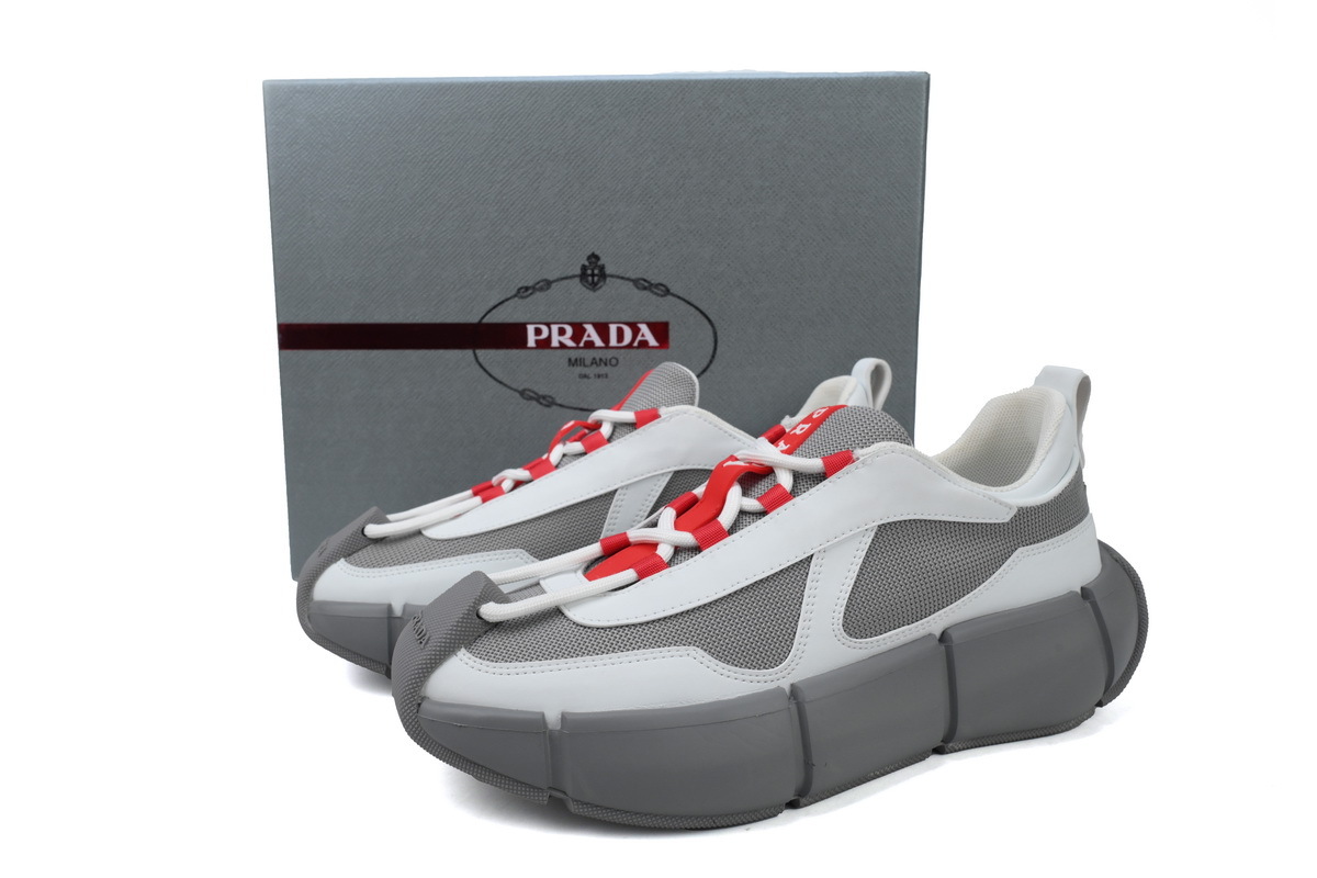 Coco Shoes Prada Sneakers Grey White - Cocoshoesvip.net