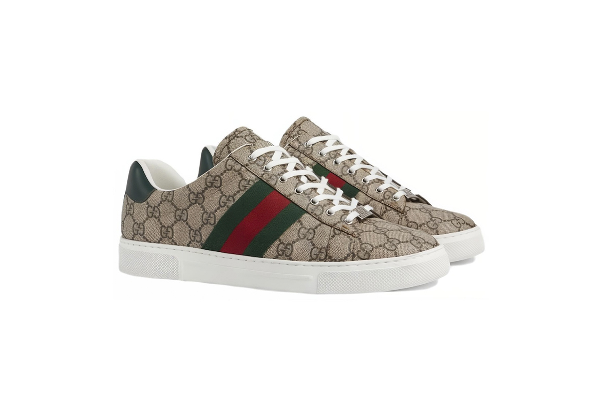 Coco Shoes Gucci Ace Web Beige Ebony 760775 FACMZ 9746 - Cocoshoesvip.net