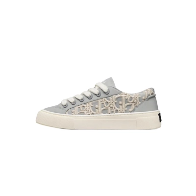 Coco Shoes Dior B33 Sneaker Gray Smooth Calfskin / Cream Oblique Raised Embroidery 3SN303ZYQ H868 01