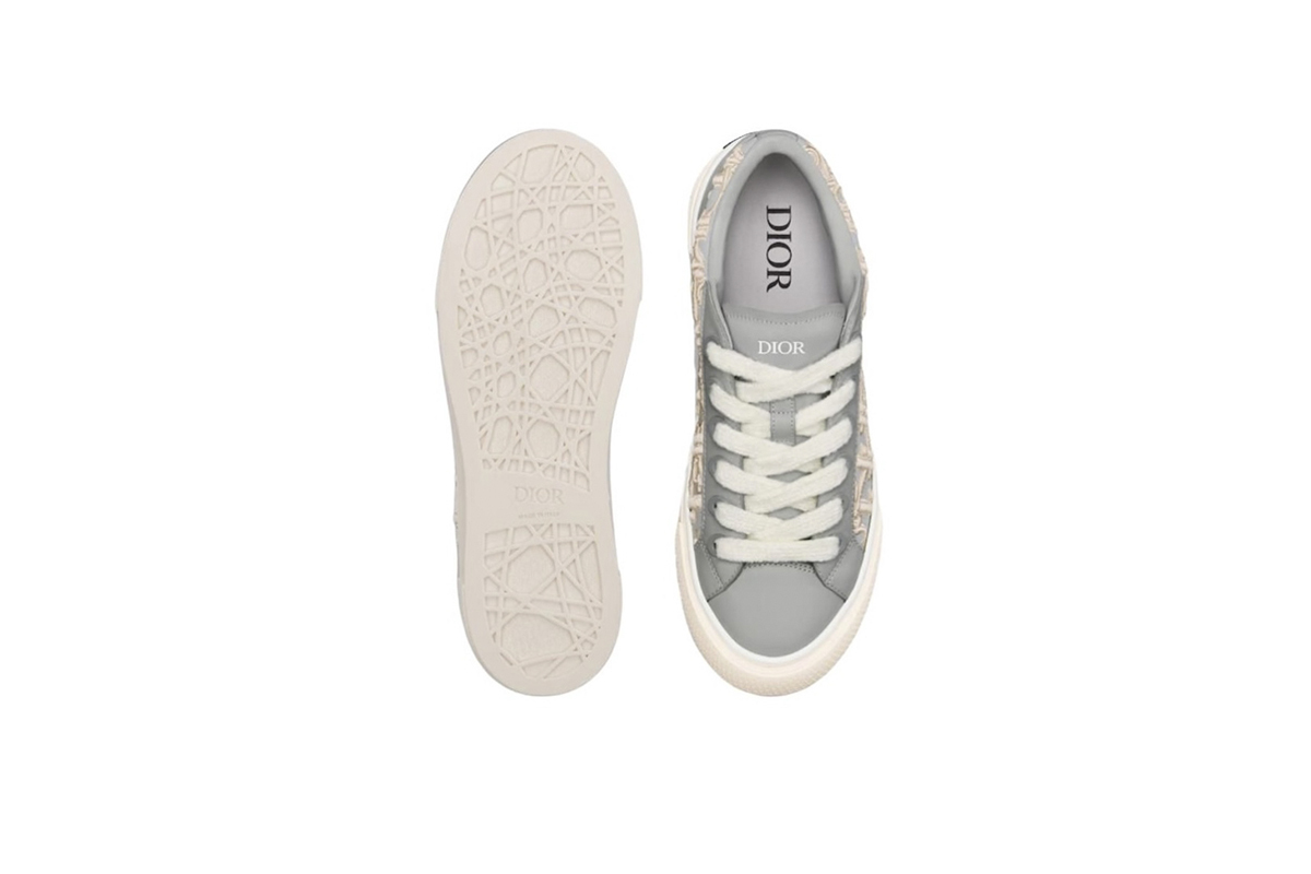 Coco Shoes Dior B33 Sneaker Gray Smooth Calfskin / Cream Oblique Raised Embroidery 3SN303ZYQ H868 - Cocoshoesvip.net