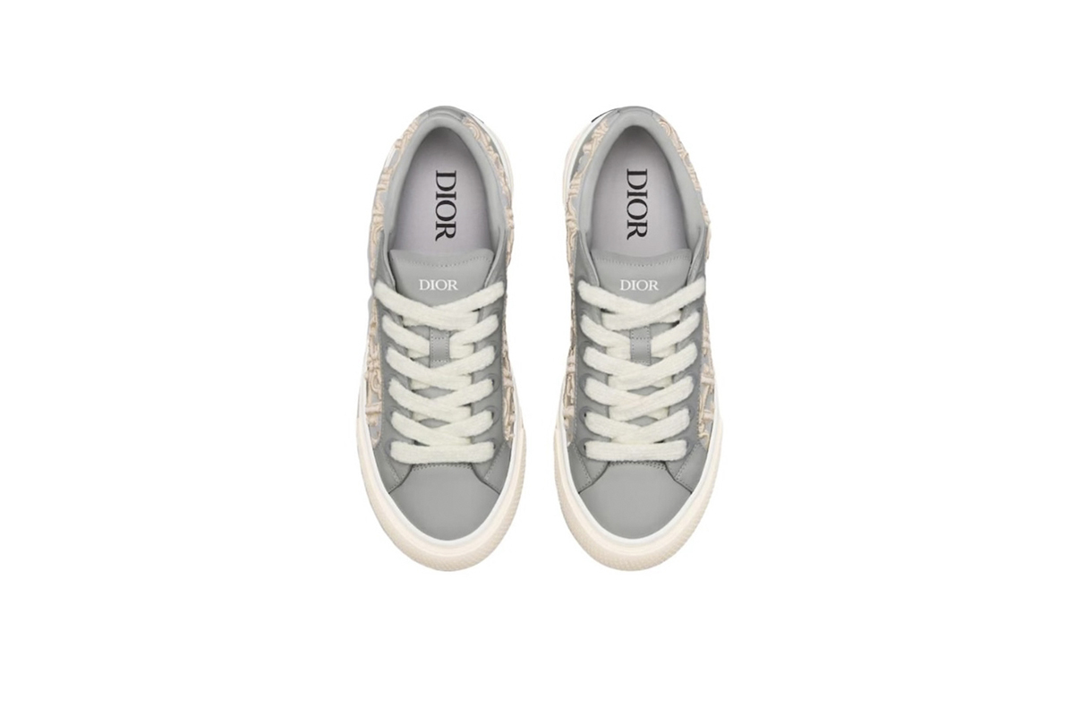 Coco Shoes Dior B33 Sneaker Gray Smooth Calfskin / Cream Oblique Raised Embroidery 3SN303ZYQ H868 - Cocoshoesvip.net