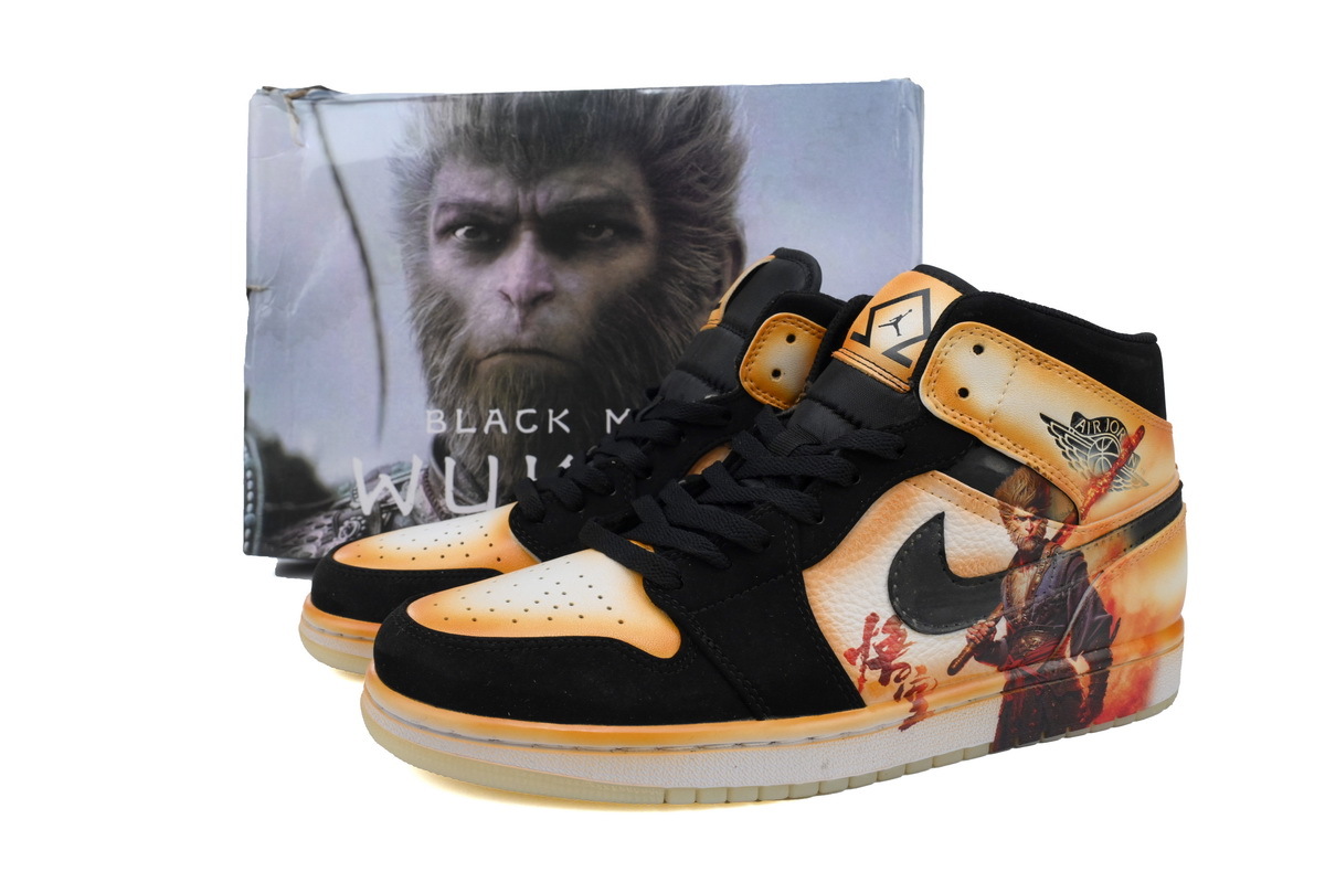 Coco Shoes Air Jordan 1 Mid Black Myth Wukong Shoes Sneakers DH6933-100 - Cocoshoesvip.net
