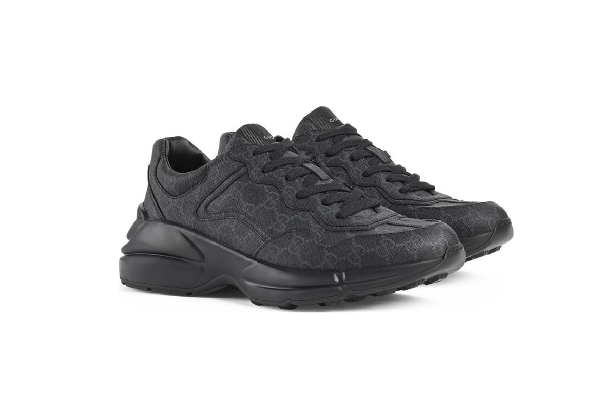 Coco Shoes Gucci Rhyton Black GG Supreme Canvas 704796 KGD00 1000 - Cocoshoesvip.net