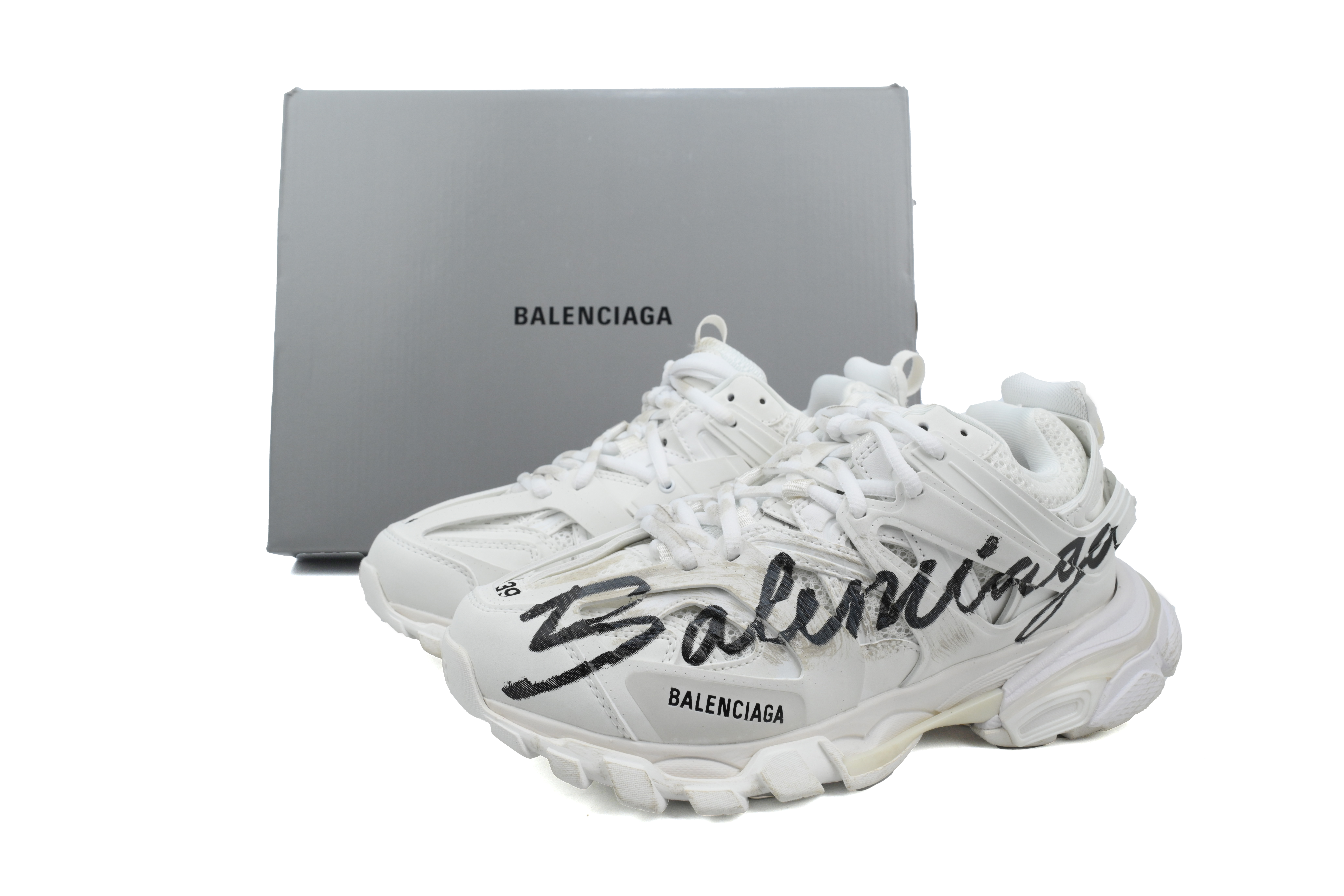 Coco Shoes Balenciaga Track.2 Signature Sneaker in White/black 542436 WTRHW 9010 - Cocoshoesvip.net
