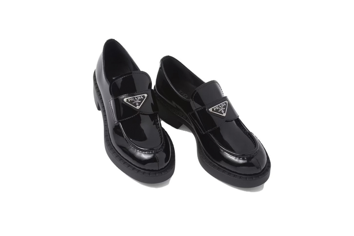 Coco Shoes Prada Chocolate 50mm Loafer Black Brushed Leather 1D246M JHR FO002 F B050 - Cocoshoesvip.net