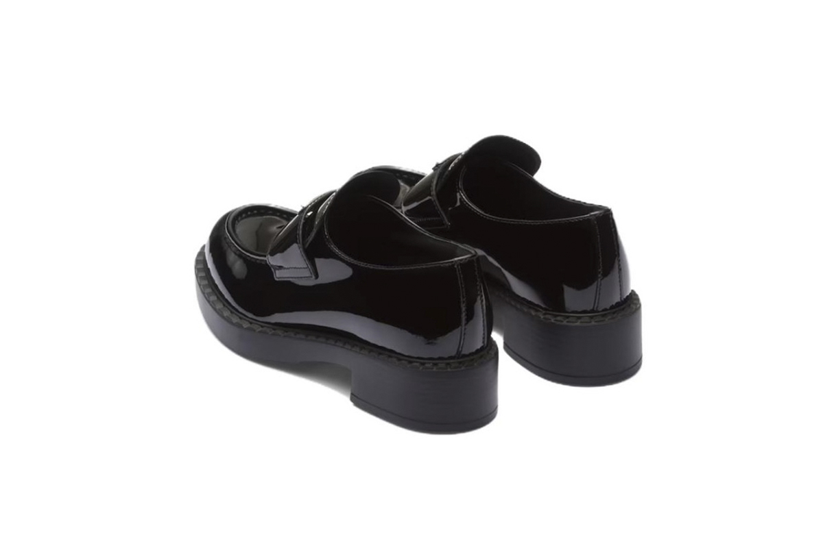 Coco Shoes Prada Chocolate 50mm Loafer Black Brushed Leather 1D246M JHR FO002 F B050 - Cocoshoesvip.net