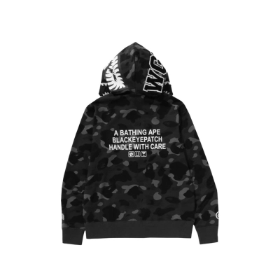 Coco Shoes Bape x Black Eye Patch Color Camo Shark Full Zip Hoodie Black 02