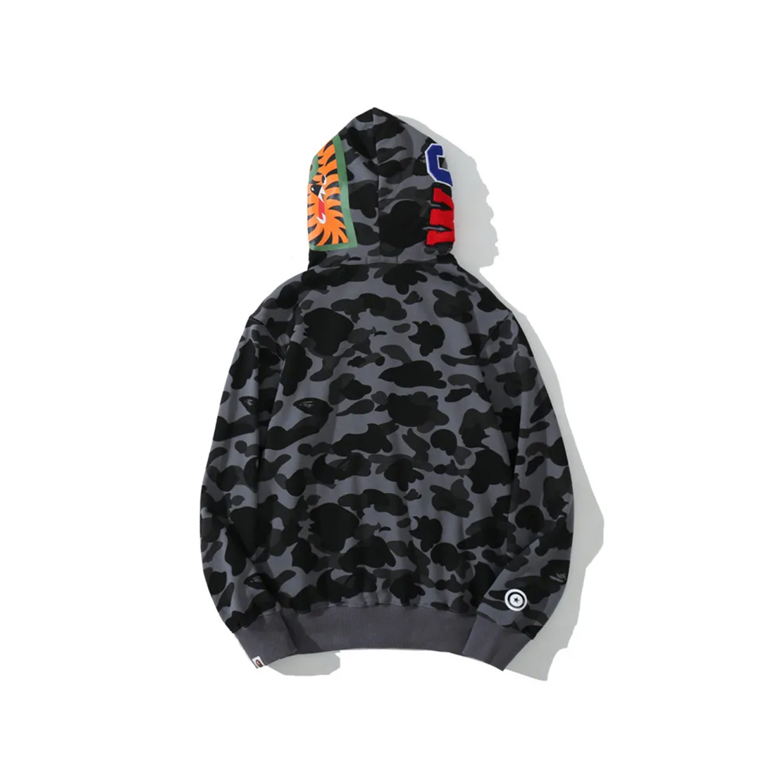 Coco Shoes BAPE Color Camo Shark Full Zip Hoodie Black and Grey - Cocoshoesvip.net