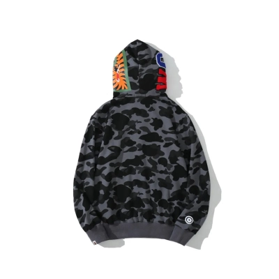Bape Color Camo Shark Full Zip Hoodie Black and Grey 02