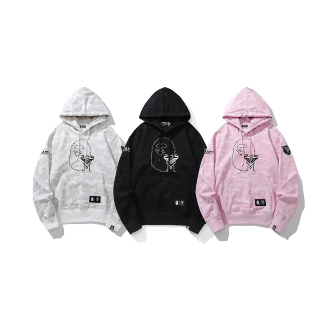 Coco Shoes BAPE x Inter Miami CF Camo Pullover Hoodie White & Black & Pink - Cocoshoesvip.net