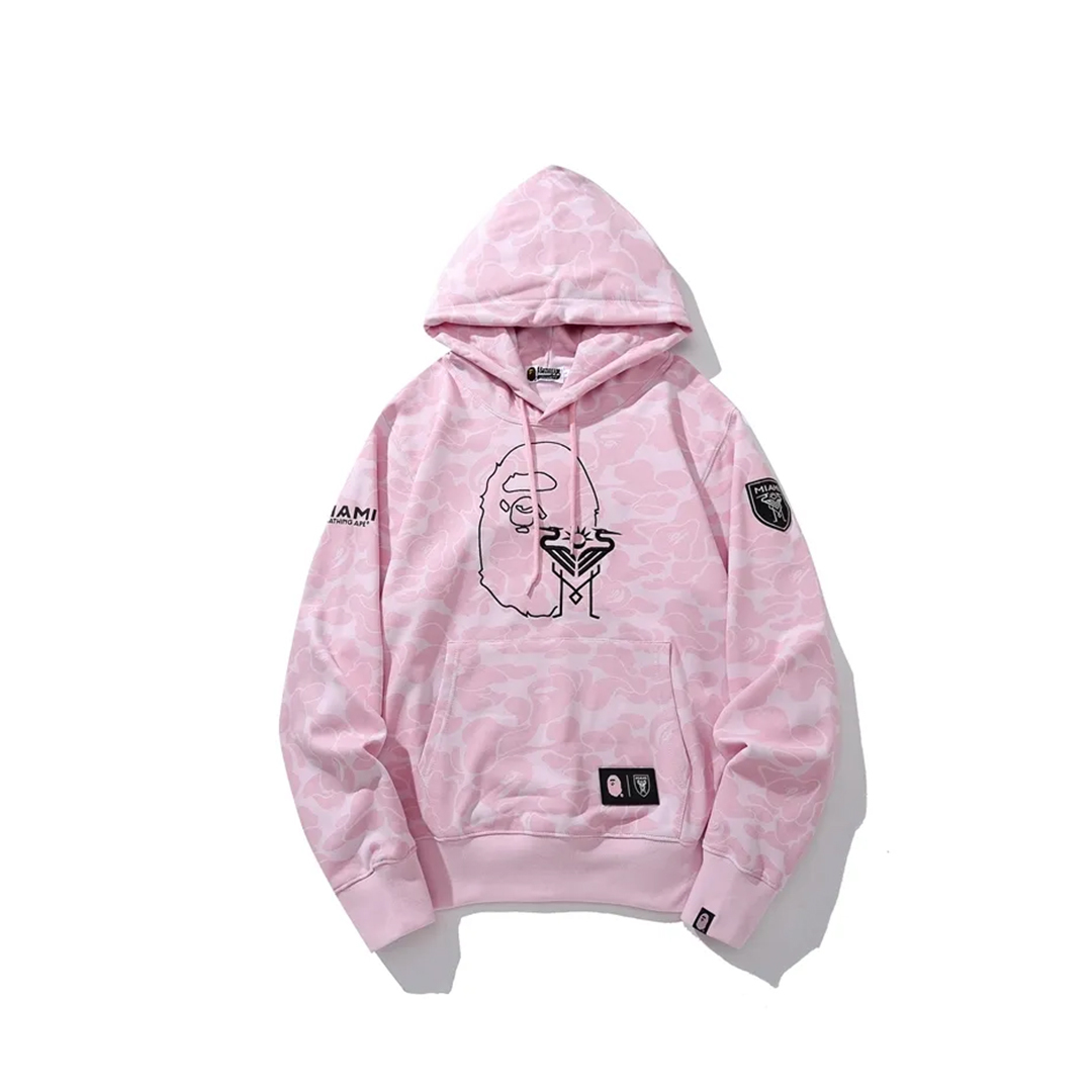 Coco Shoes BAPE x Inter Miami CF Camo Pullover Hoodie White & Black & Pink - Cocoshoesvip.net