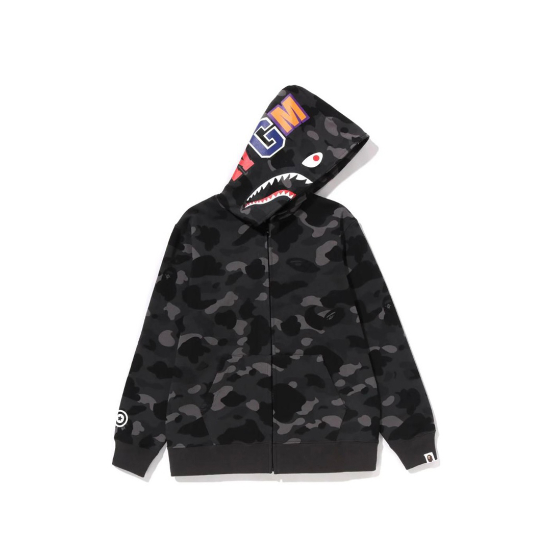 Coco Shoes BAPE Color Camo Shark Full Zip Hoodie Black and Dark Grey - Cocoshoesvip.net