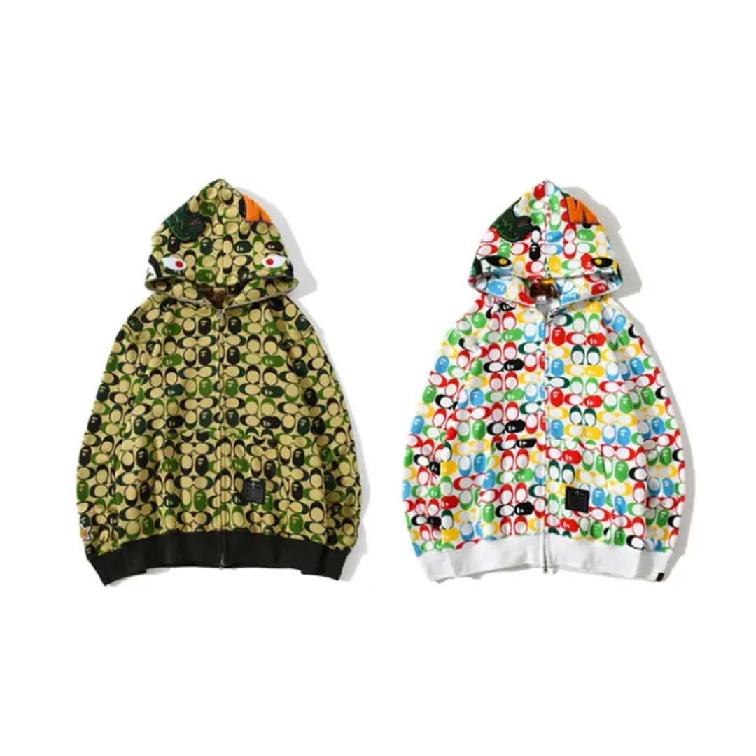 Coco Shoes BAPE Dinosaur Collaboration Camouflage Hoodie White & Green - Cocoshoesvip.net