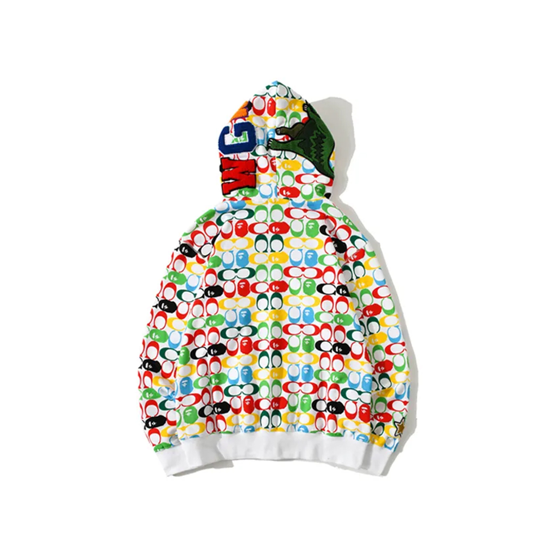 Coco Shoes BAPE Dinosaur Collaboration Camouflage Hoodie White & Green - Cocoshoesvip.net