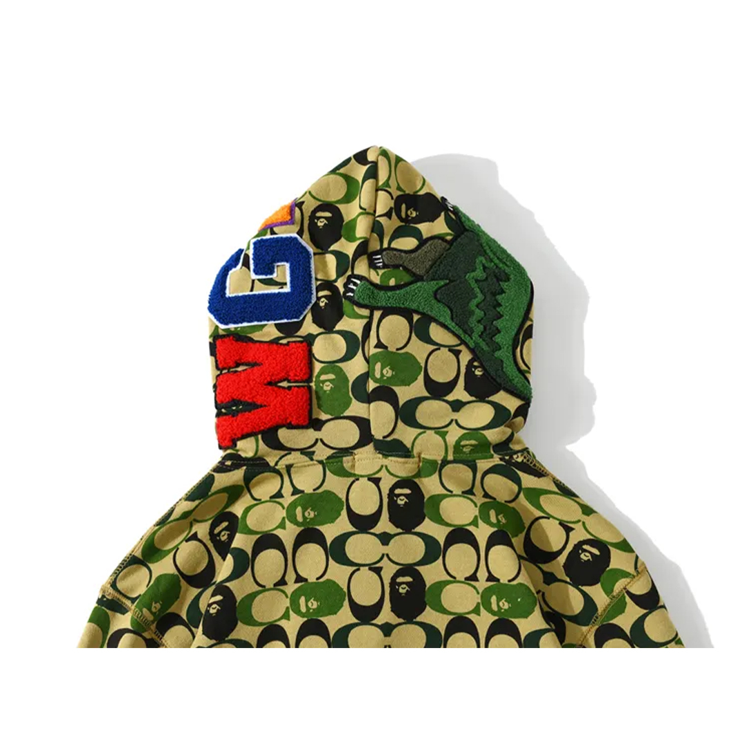 Coco Shoes BAPE Dinosaur Collaboration Camouflage Hoodie White & Green - Cocoshoesvip.net