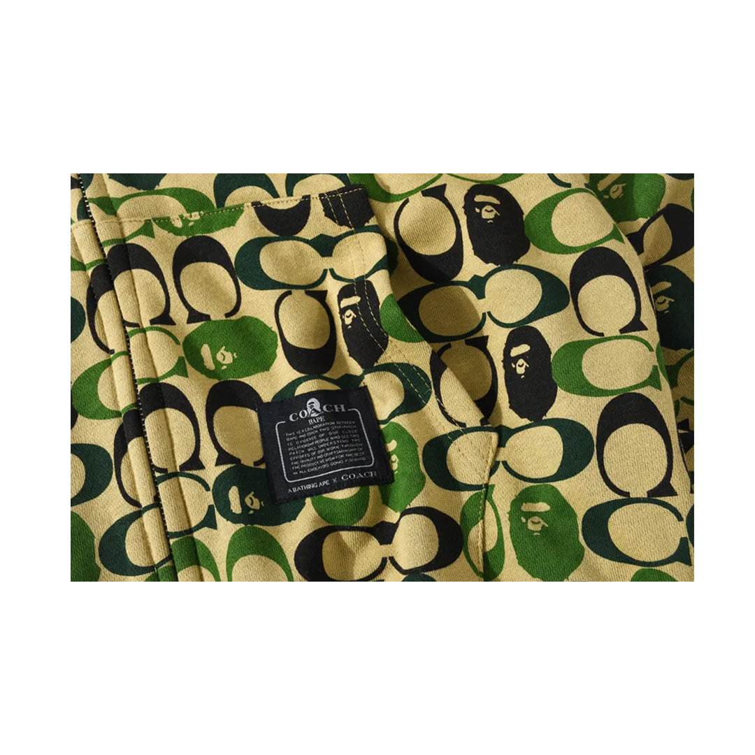 Coco Shoes BAPE Dinosaur Collaboration Camouflage Hoodie White & Green - Cocoshoesvip.net