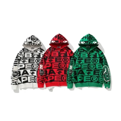 Coco Shoes Bape 6819 hoodie White & Red & Green 01