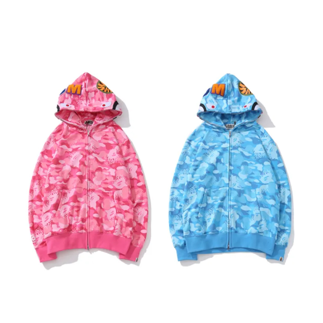 Coco Shoes BAPE Flame Camouflage Hoodie Pink & Blue - Cocoshoesvip.net