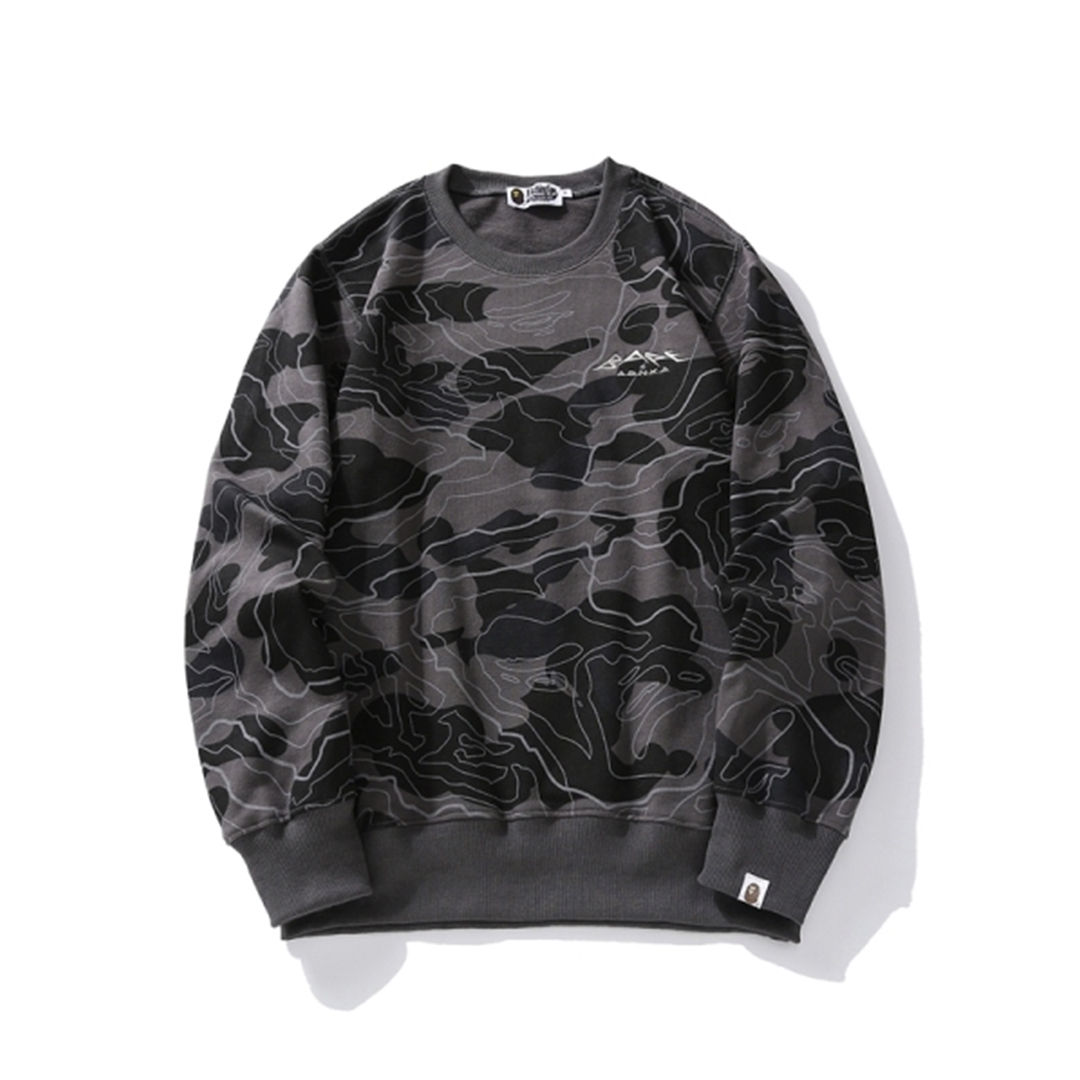 Coco Shoes BAPE LAYERED LINE CAMO CREWNECK Dark Grey & Green - Cocoshoesvip.net