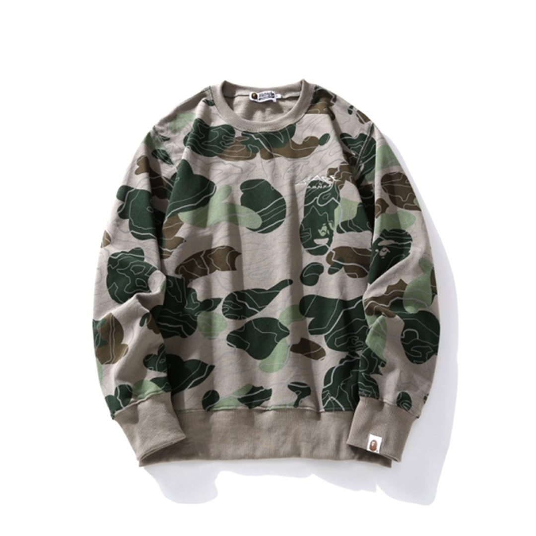 Coco Shoes BAPE LAYERED LINE CAMO CREWNECK Dark Grey & Green - Cocoshoesvip.net