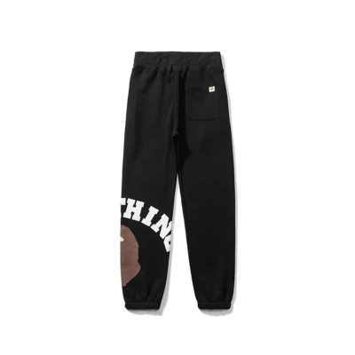 Coco Shoes Bape Letter Print Solid Color Sports Trousers Black & Grey 02