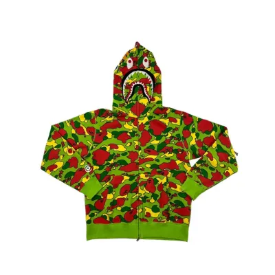 Bape Psyche Camo Full Zip Shark Hoodie 01