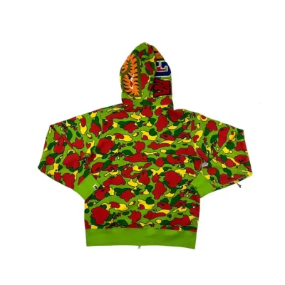 Bape Psyche Camo Full Zip Shark Hoodie 02