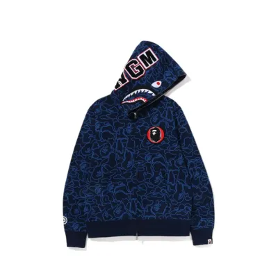 Bape 30th Anniversary Line Camo Shark Full Zip Hoodie Navy 01