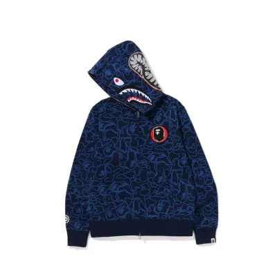 Bape 30th Anniversary Line Camo Shark Full Zip Hoodie Navy 02