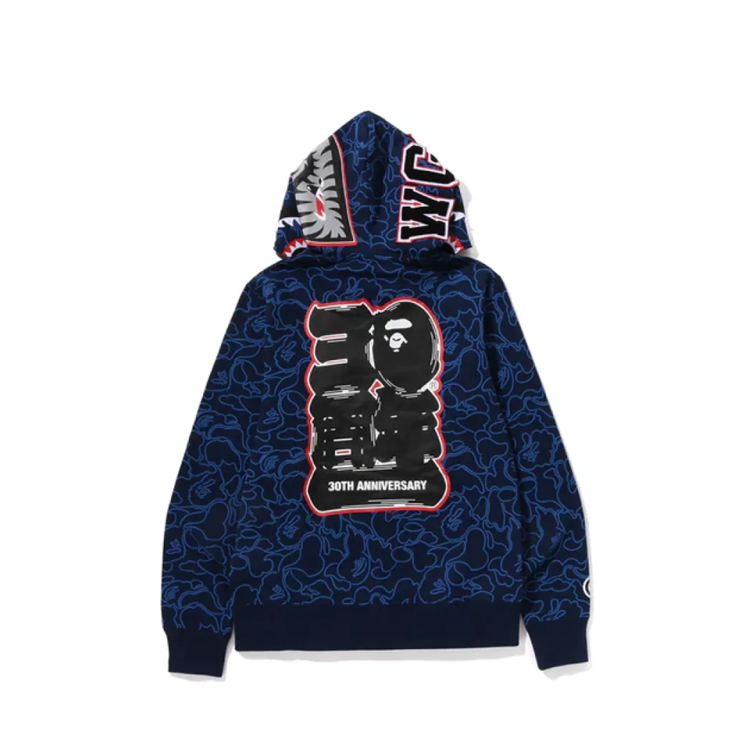Coco Shoes BAPE 30th Anniversary Line Camo Shark Full Zip Hoodie Navy - Cocoshoesvip.net
