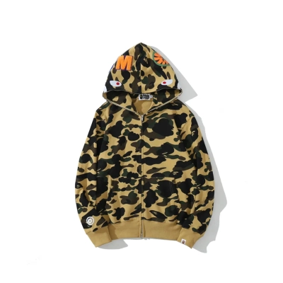 Bape Camo Shark Full Zip Hoodie Yellow FW18 01