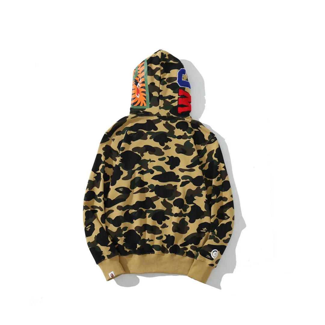 Coco Shoes BAPE Camo Shark Full Zip Hoodie Yellow FW18 - Cocoshoesvip.net
