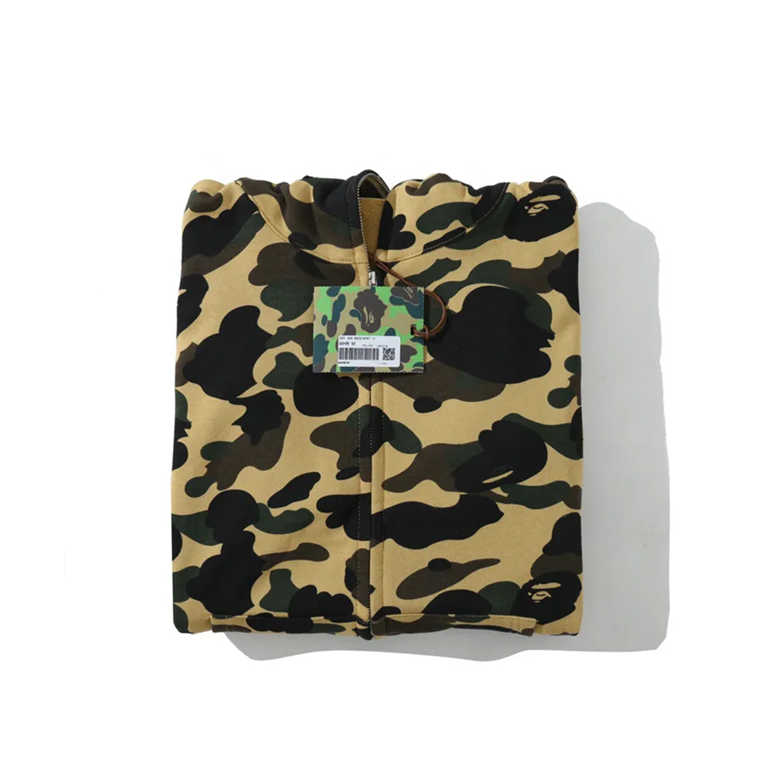 Coco Shoes BAPE Camo Shark Full Zip Hoodie Yellow FW18 - Cocoshoesvip.net
