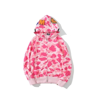 Bape Color Camo Shark Zip Hoodie Pink 01