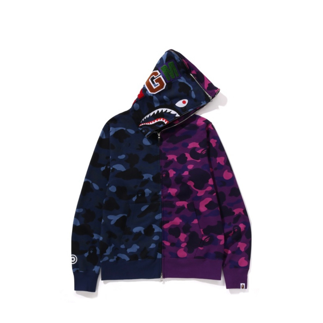 Coco Shoes BAPE Color Camo 1/2 Shark Full Zip Hoodie Navy Camo - Cocoshoesvip.net
