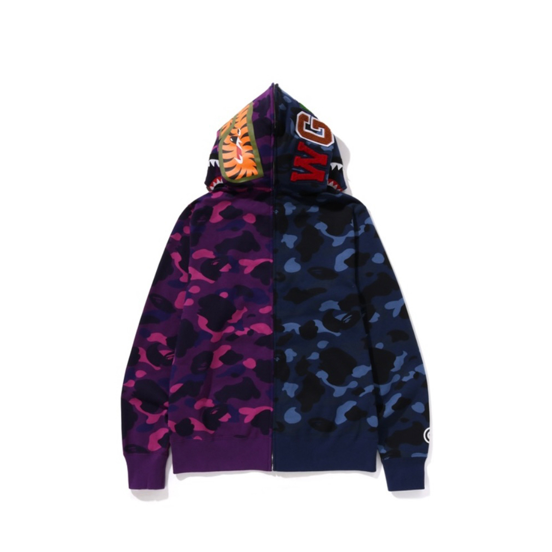 Coco Shoes BAPE Color Camo 1/2 Shark Full Zip Hoodie Navy Camo - Cocoshoesvip.net
