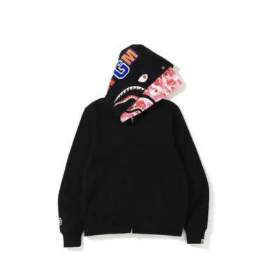 Bape ABC Camo Shark Zip Hoodie Black 01