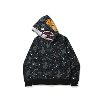 Coco Shoes Bape Space Camo Shark WGM Full-Zip Hoodie Black 02