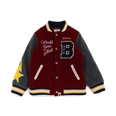 Coco Shoes Bape Crew Varsity Jacket Red 01